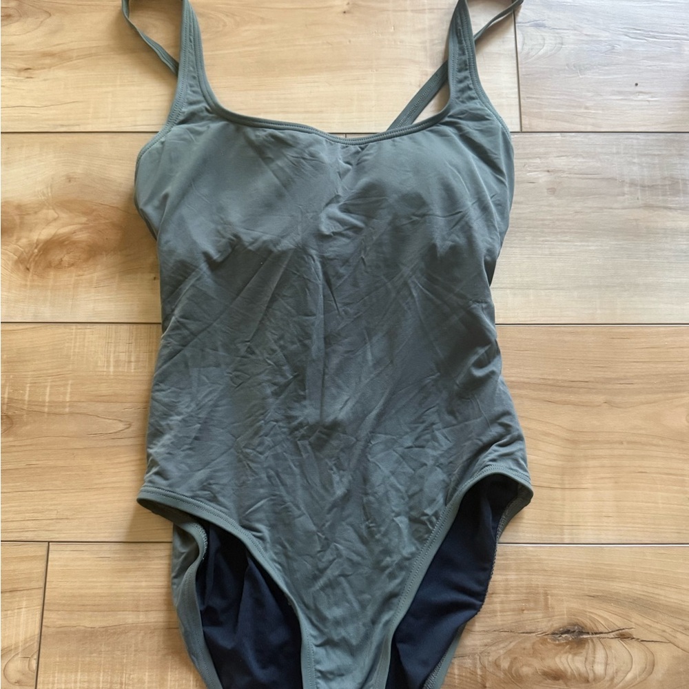 Women’s Olive Green One-Piece Swimsuit - Classic Scoop Neck